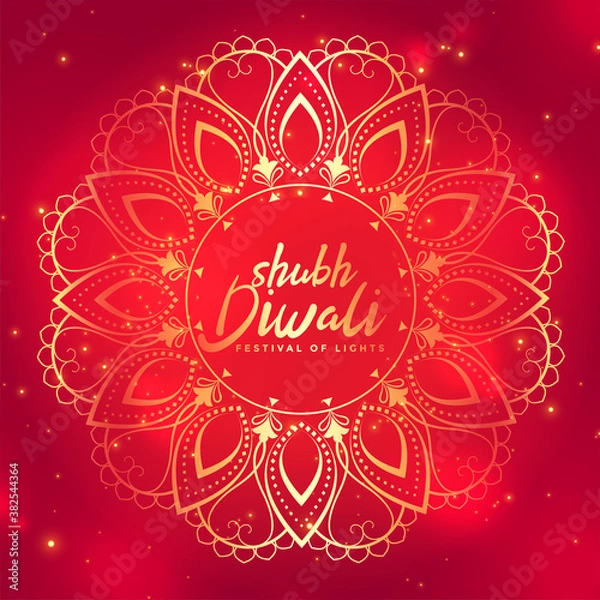 Obraz shubh diwali shiny red festival card design