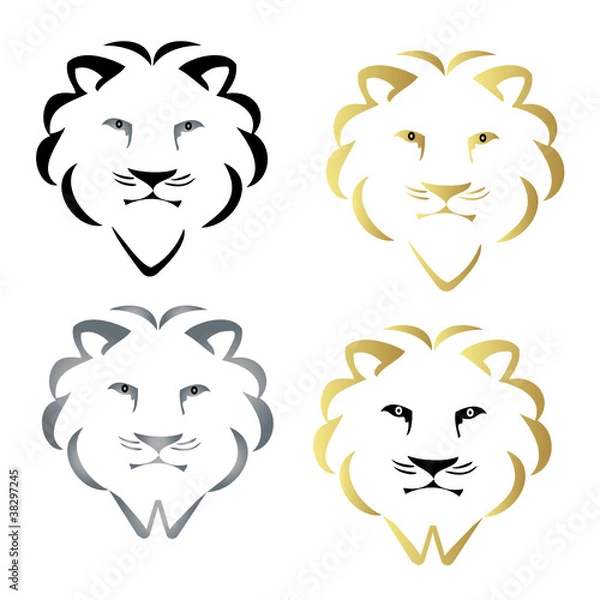 Fototapeta Set of faces lions logo