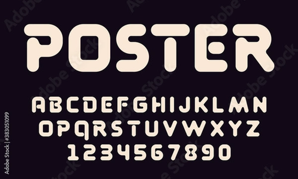 Fototapeta Geometric technology font with rounded corners