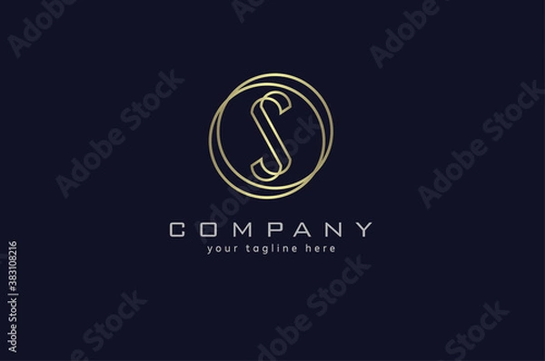 Fototapeta Initial letter S Logo, letter S in a golden circle, design logo template , vector illustration