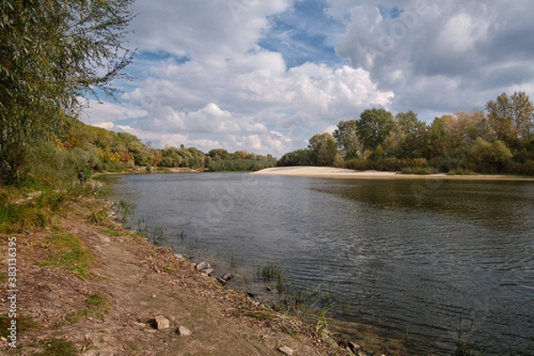 Fototapeta Warm day on the autumn river