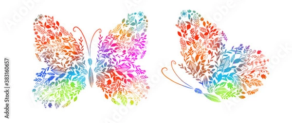 Fototapeta The abstract butterflies is multicolored. Vector illustration