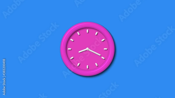 Obraz New pink color 3d wall clock isolated on aqua background,3d wall clock