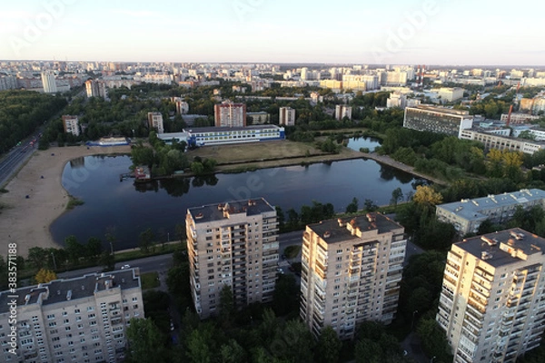 Fototapeta Aerial Townscape of Saint Petersburg City. Kalininsky District