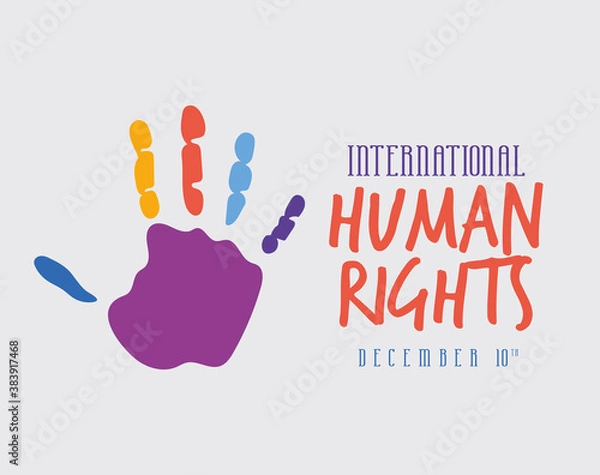 Fototapeta international human rights and purple hand print vector design