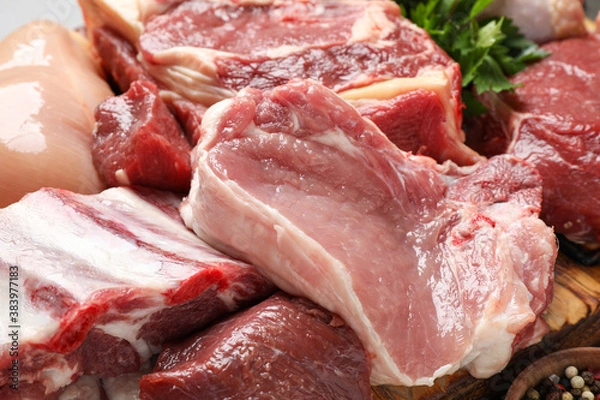 Obraz Closeup view of fresh cut raw meat