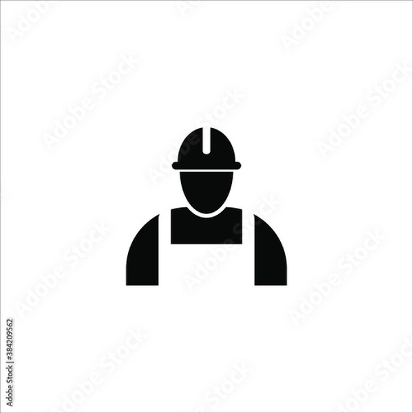 Fototapeta Vector icon of a construction worker with a white background