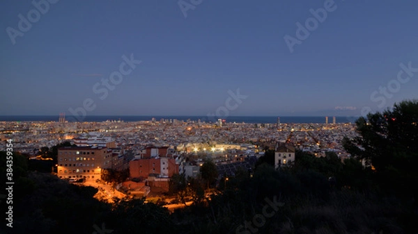 Fototapeta NIGHT PHOTOGRAPH OF THE CITY OF BARCELONA