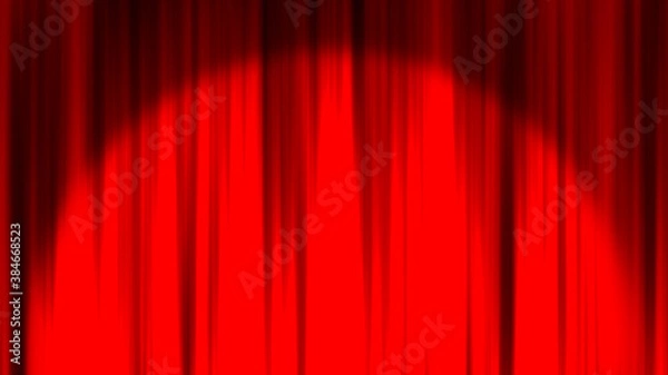 Fototapeta 赤いカーテン　ステージカーテン　スポットライト
Red curtain material. Drape curtain. Spotlight.