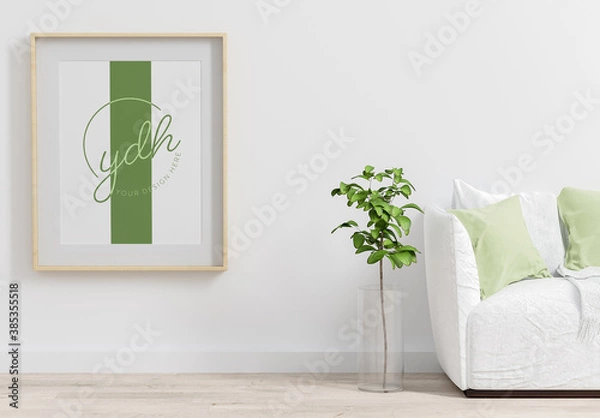 Fototapeta Frame Poster on Living Room Mock Up with Sofa 