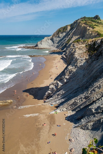 Fototapeta Itzurun beach in Zumaia, flysch