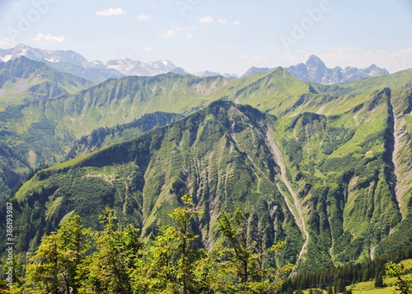 Fototapeta Panorama of the Alps opening from Muttelberghof, Austria