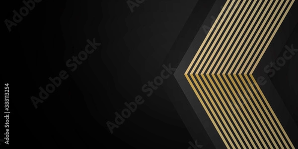 Fototapeta Gold black abstract business background with luxury gold triangles. Vector illustration design for business presentation, banner, cover, web, flyer, card, poster, game, texture, slide, magazine