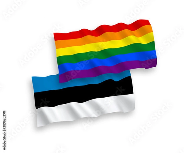 Obraz Flags of Rainbow gay pride and Estonia on a white background