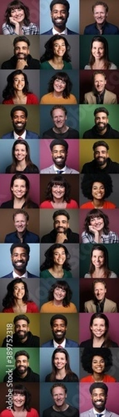 Fototapeta Group of people in front of a colored background