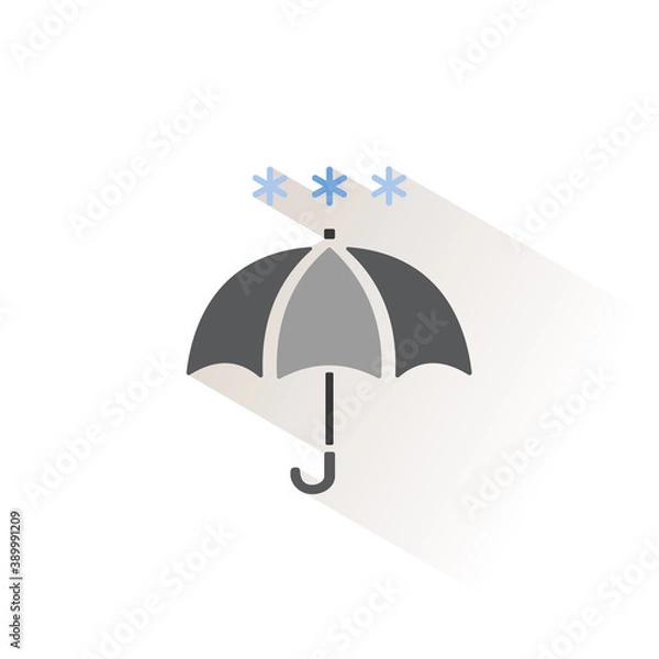 Fototapeta Umbrella and snow. Isolated color icon. Weather vector illustration