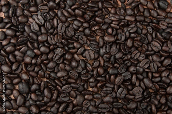 Fototapeta Roasted coffee beans. Detail view of the texture.