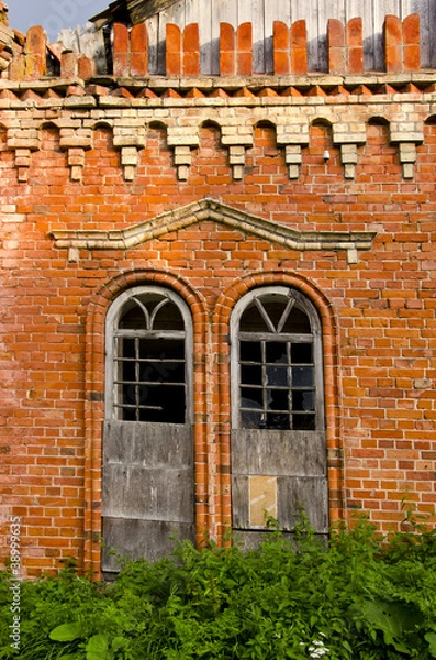 Fototapeta historical manor ruins fragment with windows