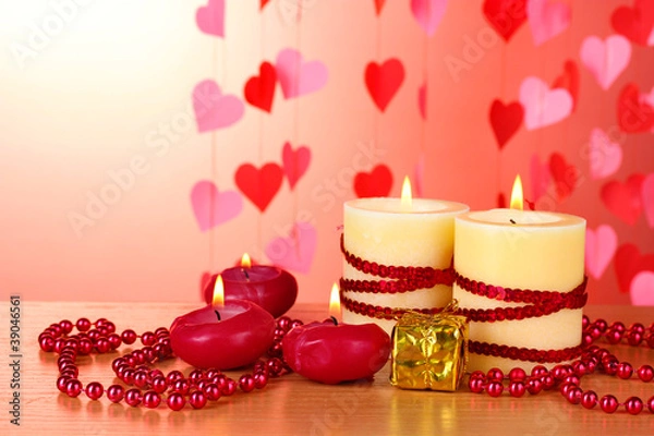 Fototapeta Beautiful candles with romantic decor