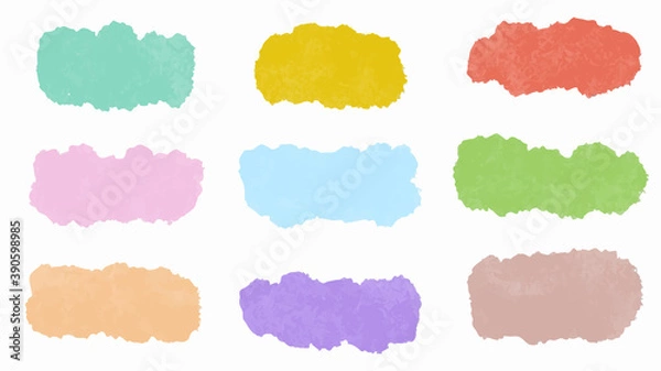 Fototapeta Set of pastel colorful watercolor brush isolate on white, vector.