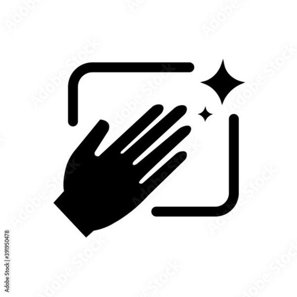 Fototapeta Hand holding a cloth wiping a surface icon.