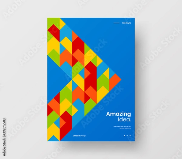 Fototapeta Vertical corporate identity A4 report cover. Abstract geometric vector business presentation design layout. Amazing company front page illustration brochure template.