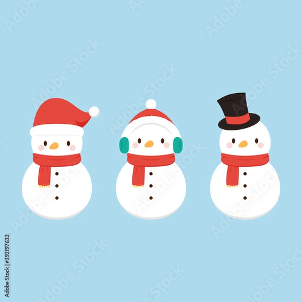 Fototapeta Snowman vector. Snowman character design. Christmas poster.