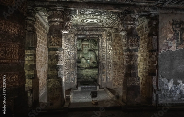 Fototapeta Ajanta Cave Temples in the Granite Mountains of Vindhya, India