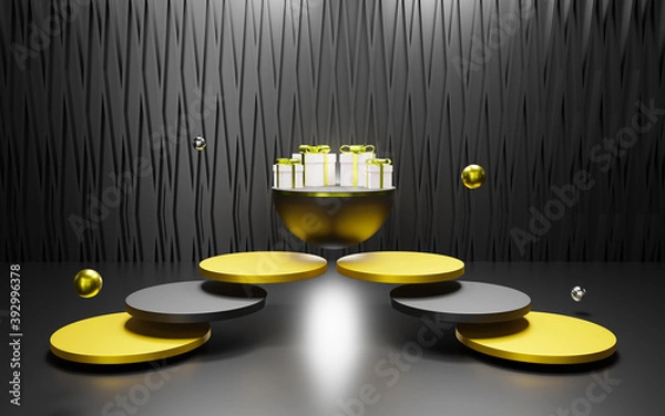 Fototapeta 3d rendering of abstract black background premium podium.