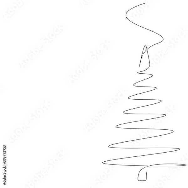 Fototapeta Christmas tree silhouette. Line drawing design vector illustration