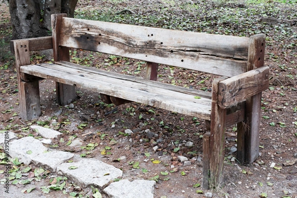 Fototapeta Old wooden bench in the forest