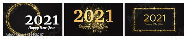 Obraz 2021 Happy New Year gold background