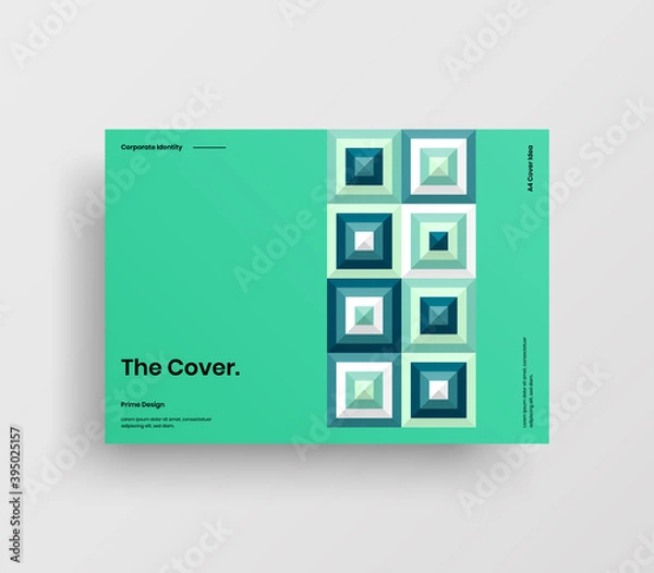 Fototapeta Creative business abstract horizontal front page vector mock up. Corporate geometric report cover illustration design layout. Company identity brochure template.