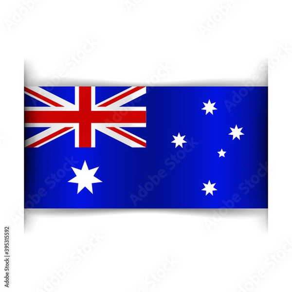 Fototapeta Australia flag. Realistic flag of Australia. Horizontal banner. Paper cutting style. Banner ribbon. Isolated Vector illustration.