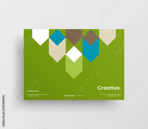 Fototapeta Creative business abstract horizontal front page vector mock up. Corporate geometric report cover illustration design layout. Company identity brochure template.