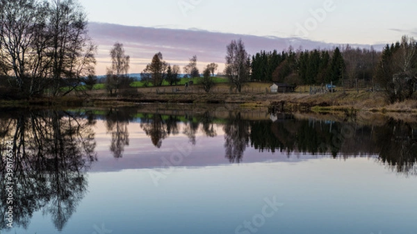 Obraz autumn in a park pond