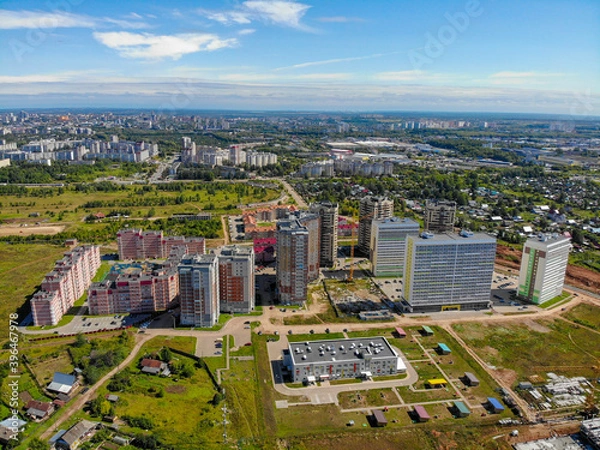 Fototapeta Aerial view of the microdistrict European streets (Kirov, Russia)