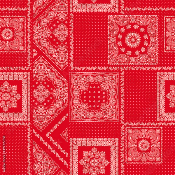 Fototapeta Beautiful bandana ornament design seamless pattern,