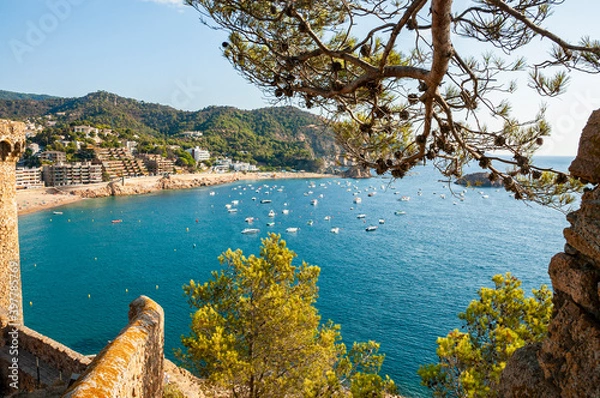 Fototapeta Coastal view and sea view of The Punta de Sa Llonga, Tossa de Mar, Catalonia, Spain