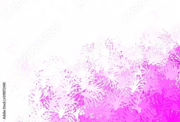 Fototapeta Light Pink vector doodle backdrop with branches.