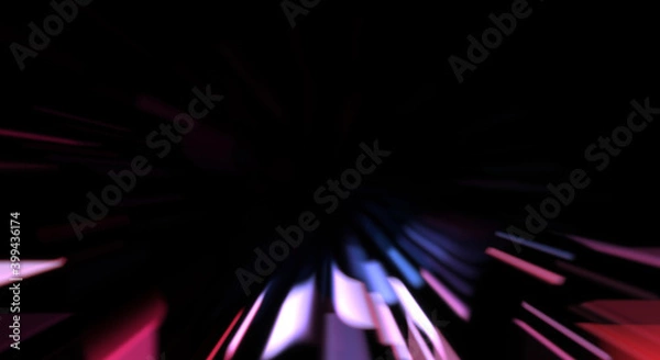 Fototapeta Light particle trails. Light explosion star with glowing particles and lines. Beautiful moving abstract rays background.