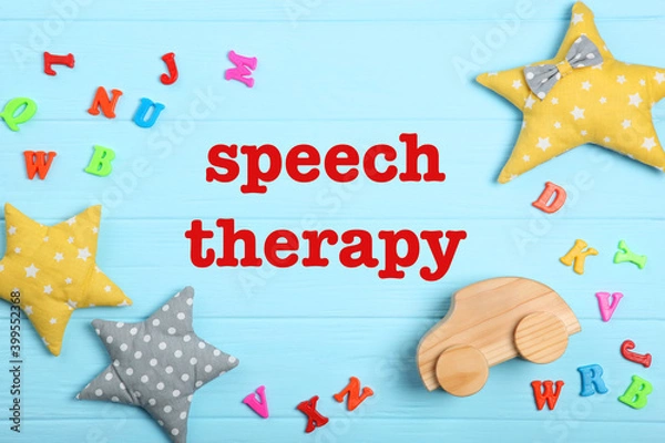 Fototapeta Composition on the topic of speech therapy. Speech therapist for help with speech problems