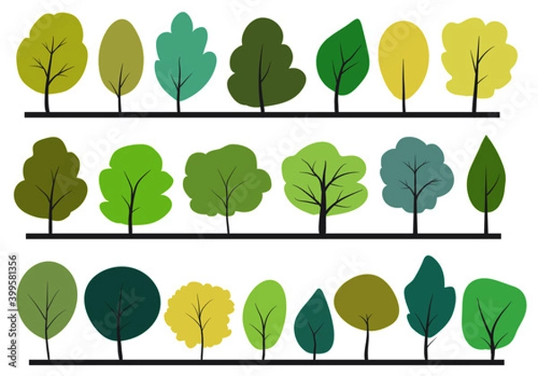 Fototapeta colorful of flat tree vector set 