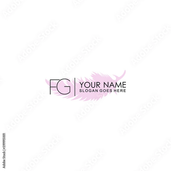 Fototapeta Initial FG Handwriting, Wedding Monogram Logo Design, Modern Minimalistic and Floral templates for Invitation cards	
