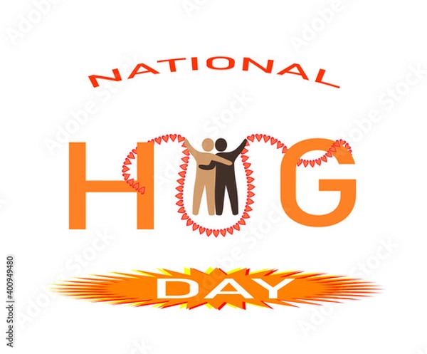 Fototapeta National Hugging Day. Holiday concept. Template for background, banner, card, poster and more.