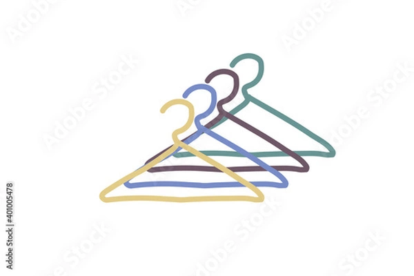 Fototapeta Colorful hangers on background white