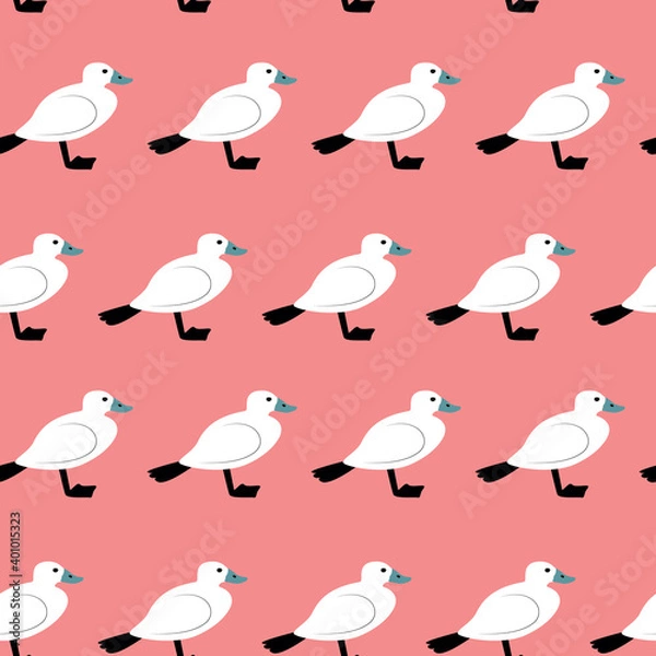 Fototapeta Seamless pattern with duck. Cute cartoon character