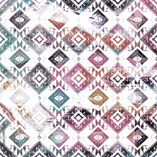 Obraz Geometric klim ikat pattern with grunge texture
