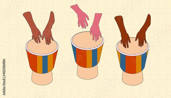 Fototapeta Djembe the hands of musician band