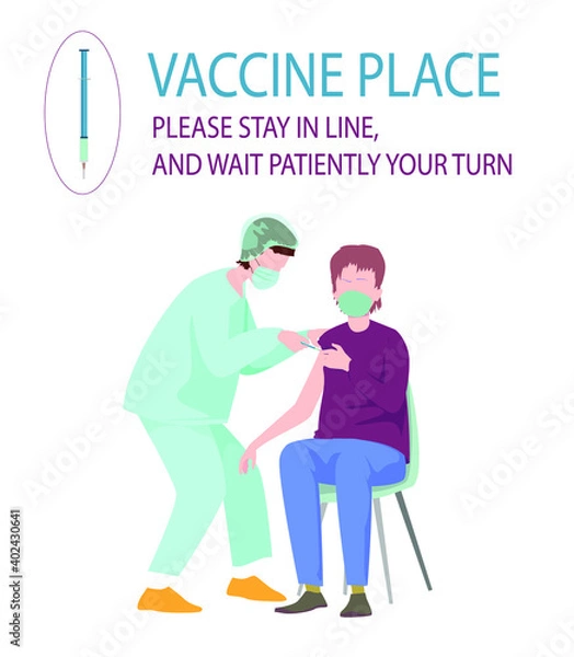 Fototapeta Vaccine place sign with info for people